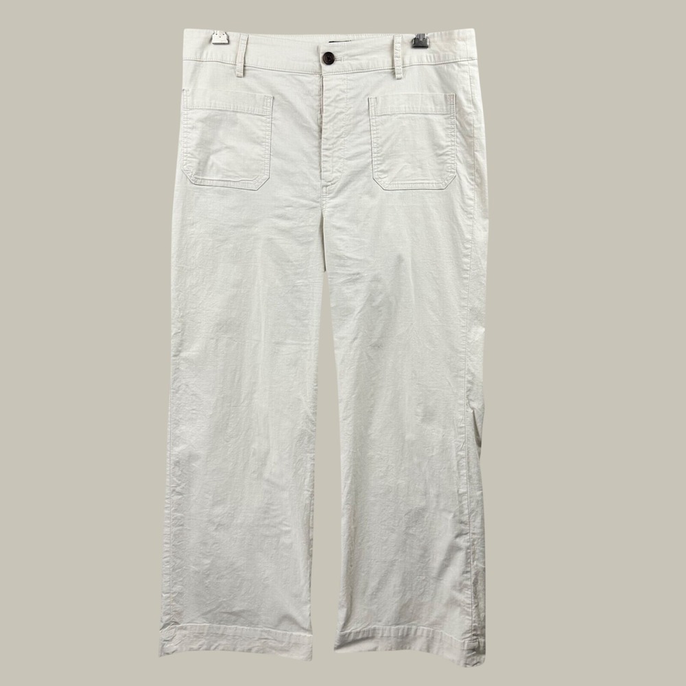 J.Crew Wide Leg Utility Pants Womens 31 Cream Cotton Linen Coastal Minimalist